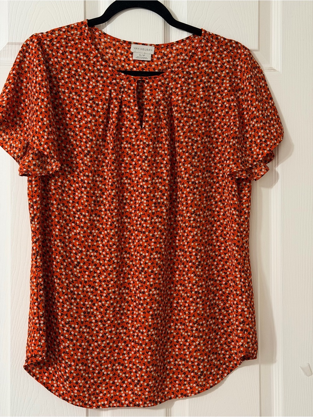 Van Heusen Orange Floral Flutter Sleeve Blouse